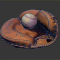 Orange Leather Baseball Glove Holding Red And White Baseball For Daily Use