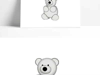 Cute Bear Stuffed Toy With Sitting Pose And Cartoon Design For Kids 3d model