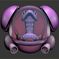 Pink Purple Biomorphic 3D Art Piece With Spiral Internal Structure And Smooth Shell Design