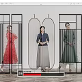 Modern partition glass screen partition 3d model