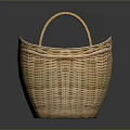 Handwoven Light Brown Wicker Basket With Two Handles And Intricate Weave