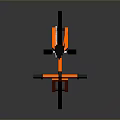 Orange Pixel Art BMX Bike With Black And White Wheels And Frame