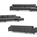 Modern Gray Fabric Sectional Sofas With Slim Legs And Multiple Angles 3d model