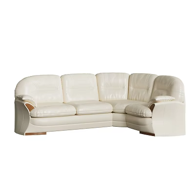 Modern White Leather Corner Sectional Sofa With Spacious Seating And Armrest Design 3d model