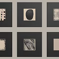 Abstract Paintings In Black Frames With Various Geometric Patterns And Textured Lines 3d model