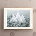Two Framed Abstract Ink Paintings With Blue Gray White Watercolor Wall Art