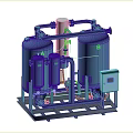 High Efficiency Industrial Air Drying Equipment with Blue Cylindrical Tanks Pipes and Control Cabinet