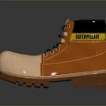 Durable Work Boots Orange And Beige With Blue Laces Yellow Material Label For Daily Use