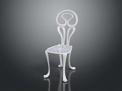 Elegant White Chair Featuring Intricate Cutout Design Curved Backrest And Delicate Legs 3d model
