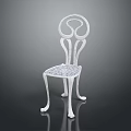 Elegant White Chair Featuring Intricate Cutout Design Curved Backrest And Delicate Legs
