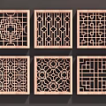 Square hollow pane flower window 06 3d model