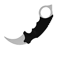 Curved Silver Blade Knife With Black Decorative Handle And Top Ring