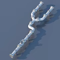 Detailed Industrial Metal Plumbing Pipes System with Curved and Straight Sections