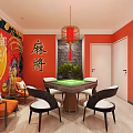 New Chinese Chess and Cards Room Net Red National Tide Mahjong Hall Mahjong Room 3d model