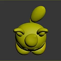 Cute Yellow Cartoon Creature Character 3D Model With Big Ears Round Chest Patch Standing Pose 3d model