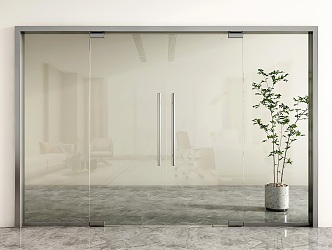 Modern glass double door glass door office glass door shop glass door glass door office door 3d model