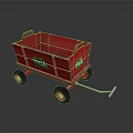 Red Utility Trolley With Fresh Logo And Four Red Wheels Design