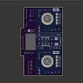 Professional DJ Mixer With Purple Blue Panel Turntables Buttons And Display Screen