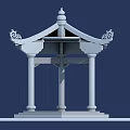 Ancient Chinese Pavilion With Ornate Eaves Stone Pillars And Tiled Roof