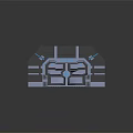 Futuristic Scifi Structure With Metal Panels Blue Lighting And Entrance Frame