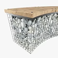 Outdoor Gabion Fire Pit Design With Stone Seating And Wooden Benches