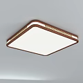 Modern Ceiling Light With Square Round Shapes Brown Frame And White Shade 3d model