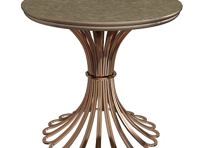 Round Copper Dining Table With Radiant Metal Base And Modern Design 3d model