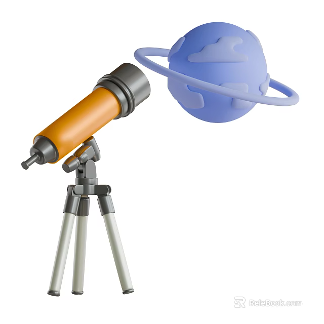 Smart Telescope For Observing Blue Planet With Rings On Tripod Stand 3d model 