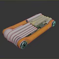 Collapsible Tactical Weapon With Orange Handle And Silver Metal Components Design