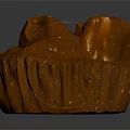 Rich Chocolate Dessert With Shiny Glaze And Crunchy Nut Topping In Paper Cup
