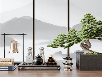 New Chinese Style Ornaments Combination Bonsai Ornaments Combination 3d model