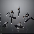 Stylish Gray Hoodies And White Shoes For Dance Poses On Dark Reflective Floor