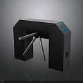 Gray Three Bar Turnstile With Silver Rotating Bars Blue Screen And Green Indicator Light 3d model