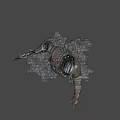 Helmeted Game Movie Knight Character In Metallic Armor Holding Spiked Spear Pointing Forward