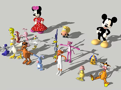 Colorful Collection of Famous Classic Cartoon Game and Movie Characters 3d model
