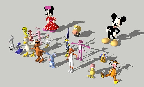 Modern Cartoon Animals 3d model