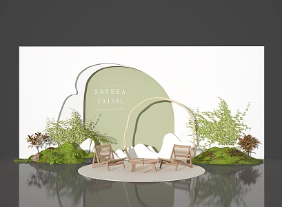 Modern gardening sketch small scenery beautiful display window display area plant commercial beautiful shrub display wall commercial landscape 3d model