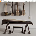 Guzheng Pipa Chandelier Guqin Traditional Musical Instruments 3d model