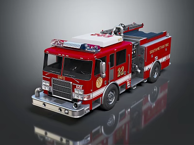 Modern fire truck, emergency train, emergency vehicle, special vehicle, city car 3d model