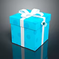 Blue Polka Dot Gift Box With White Bow And Decorative Tag For Daily Use