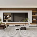 Modern Living Room Interior With TV Wall And Cozy Furniture