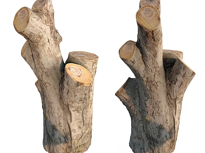 Natural Wooden Stumps With Rustic Log Texture For Home Decoration Pieces 3d model