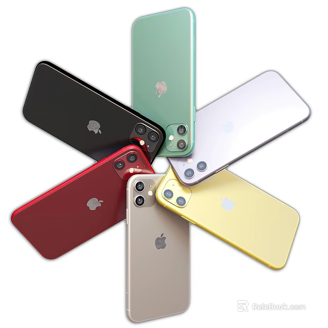 Apple iPhone Smartphones Featuring Multiple Colors Arranged In Radial Design 3d model 