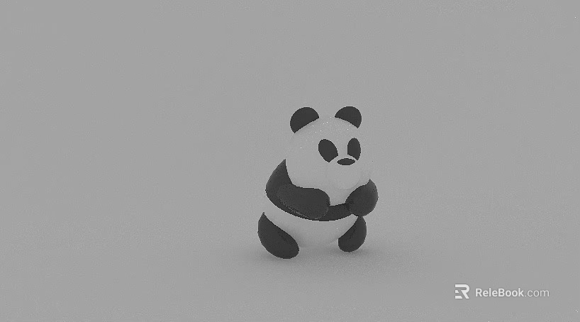 Cute Soft Stuffed Black and White Panda Doll in Sitting Pose for Kids 3d model 