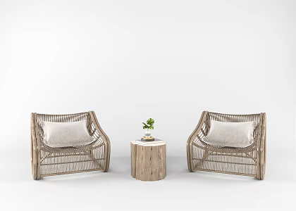 Modern Outdoor Table and Chair Leisure Rattan Chair 3d model