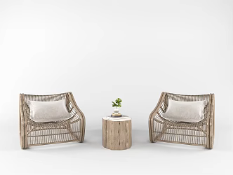 Modern Outdoor Table and Chair Leisure Rattan Chair 3d model