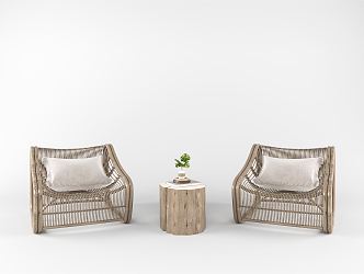 Modern Outdoor Table and Chair Leisure Rattan Chair 3d model