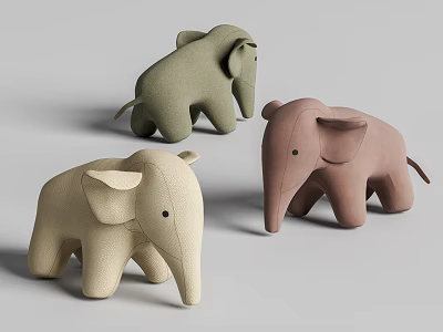 Cute Soft Elephant Shaped Kids Chair With Green Beige Pink Fabric For Toddlers 3d model