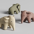 Modern cartoon baby elephant stool low stool 3d model