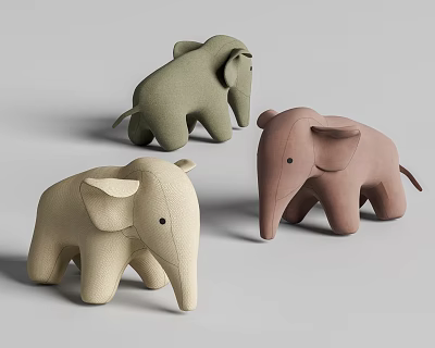 Cute Soft Elephant Shaped Kids Chair With Green Beige Pink Fabric For Toddlers 3d model